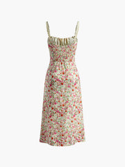 Vibemartini Floral Print Trim Cami Midi Dress