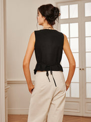 Vibemartini Cotton & Linen Tie-Detail Vest