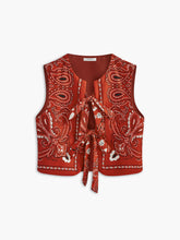 Vibemartini Paisley Printed Tie Front Vest