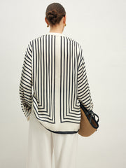 Vibemartini Satin Striped Button Cozy Blouse