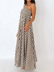Vibemartini Striped Pleated Cami Long Dress