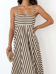 Vibemartini Striped Pleated Cami Long Dress