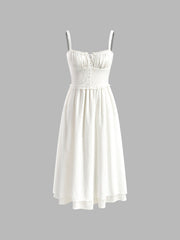 Vibemartini Ruffle Hem Cami Plain Midi Dress