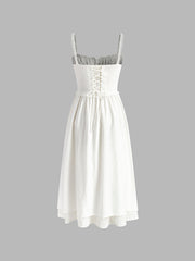 Vibemartini Ruffle Hem Cami Plain Midi Dress