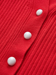 Vibemartini Ruffled Trim Button-Front Long Sleeve Cardigan
