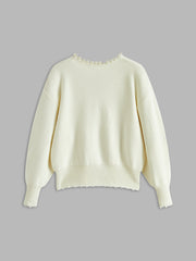 Vibemartini Pearl Trim Ripped Hem Cardigan
