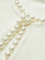 Vibemartini Pearl Trim Ripped Hem Cardigan