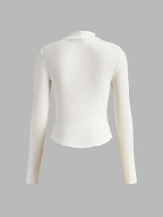 Vibemartini Mock Neck Piping Slim T-Shirt