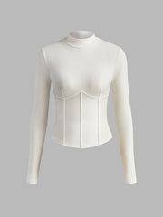 Vibemartini Mock Neck Piping Slim T-Shirt