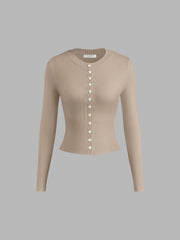 Vibemartini Crew Neck Long Sleeve Cardigan