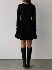 Vibemartini Plain Pleated Sweater Short Dress