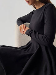 Vibemartini Plain Pleated Sweater Short Dress