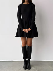 Vibemartini Plain Pleated Sweater Short Dress