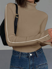 Vibemartini Contrast Piping Turtleneck Sweater