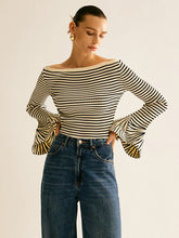 Vibemartini Striped Ruffle-Sleeve Knit Top