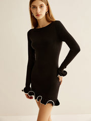 Vibemartini Contrast Ruffle Slim Dress