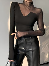 Vibemartini Asymmetrical Sheer Mesh Panel T-Shirt