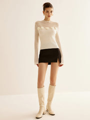 Vibemartini 3D Flower Panel Soft Knit Top