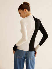 Vibemartini Wool-Blend Two Tone Skinny Knit Top