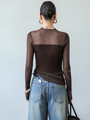 Vibemartini Sheer Panel Slim Sweater
