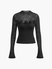 Vibemartini 3D Flower Panel Soft Knit Top