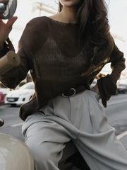 Vibemartini Hollow Draped Snug Knit Top
