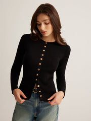 Vibemartini Button Down Skinny Knit Top