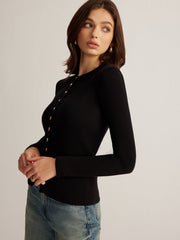 Vibemartini Button Down Skinny Knit Top