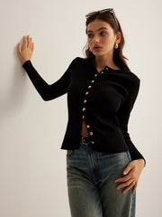 Vibemartini Button Down Skinny Knit Top