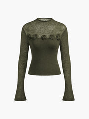 Vibemartini 3D Flower Panel Soft Knit Top