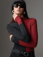 Vibemartini Wool-Blend Two Tone Skinny Knit Top