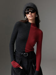 Vibemartini Wool-Blend Two Tone Skinny Knit Top