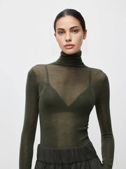 Vibemartini Wool-Blend Turtleneck Sheer Sweater