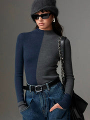 Vibemartini Wool-Blend Two Tone Skinny Knit Top