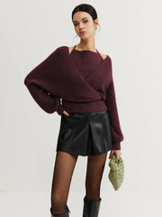 Vibemartini 2 in 1 Bat Sleeve Halter Knit Top