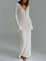 Vibemartini Cover Up Long Sleeve Open Back Long Dress