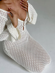 Vibemartini Cover Up Long Sleeve Open Back Long Dress