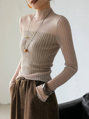 Vibemartini Sheer Panel Slim Sweater