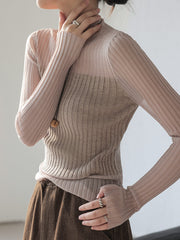 Vibemartini Sheer Panel Slim Sweater