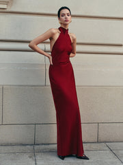 Vibemartini Open Back Satin Halter Dress