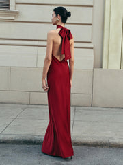 Vibemartini Open Back Satin Halter Dress