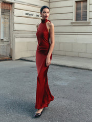Vibemartini Open Back Satin Halter Dress