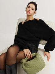 Vibemartini 2 in 1 Bat Sleeve Halter Knit Top