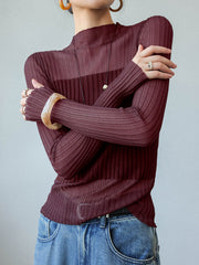 Vibemartini Sheer Panel Slim Sweater