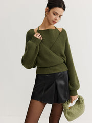 Vibemartini 2 in 1 Bat Sleeve Halter Knit Top