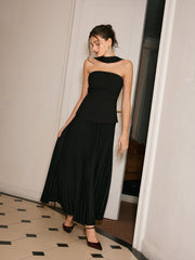 Vibemartini Choker Design Pleated Panel Dress