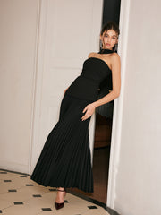 Vibemartini Choker Design Pleated Panel Dress