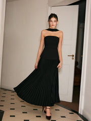 Vibemartini Choker Design Pleated Panel Dress