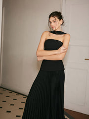 Vibemartini Choker Design Pleated Panel Dress