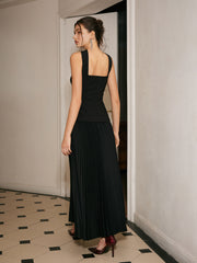 Vibemartini Choker Design Pleated Panel Dress
